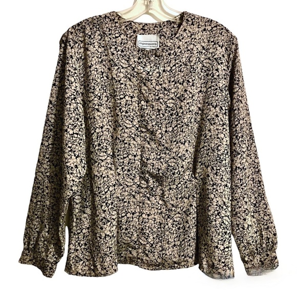 Impressions of California Long Sleeve Button Front Blouse - Picture 1 of 13